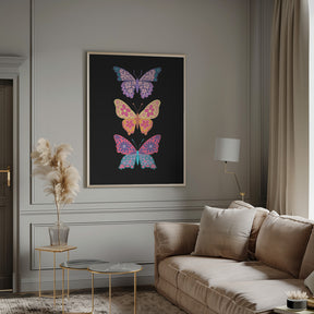 Colorful floral butterflies III Poster