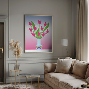 Tulips in the rainbow vase Poster