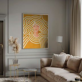 Berit abstract in ochre and pink Poster