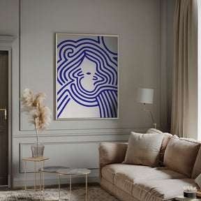 Berit in beige and indigo blue Poster