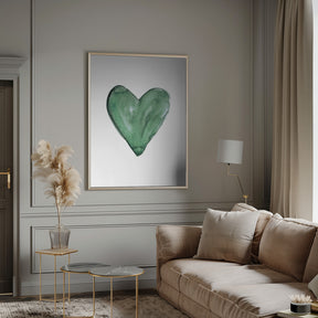 Watercolor heart green Poster