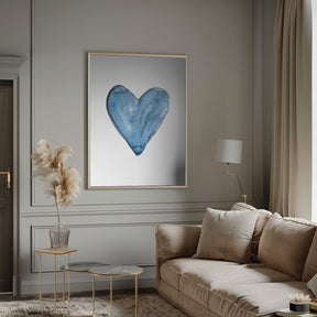 Watercolor heart blue Poster