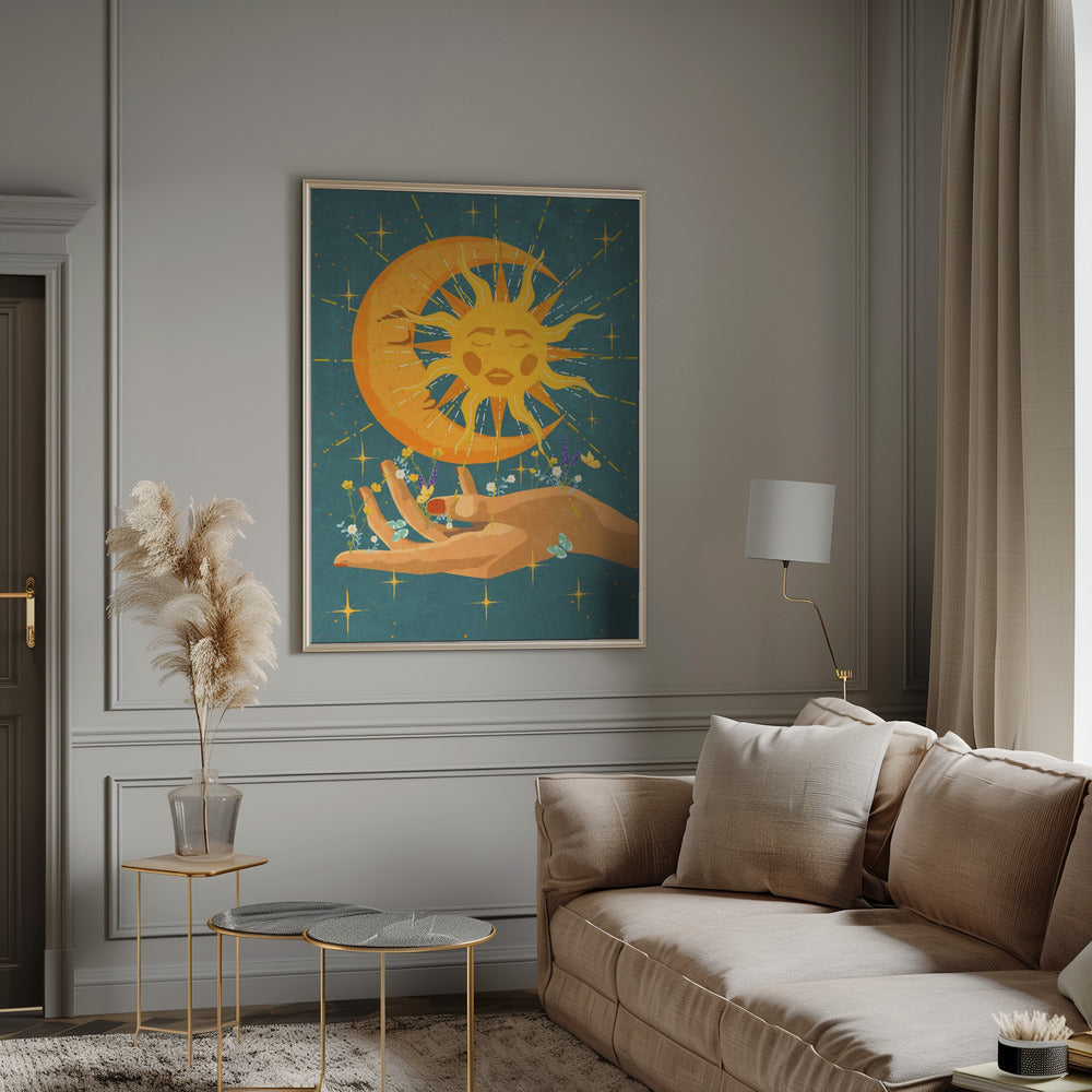 Sun and moon in my hand Poster