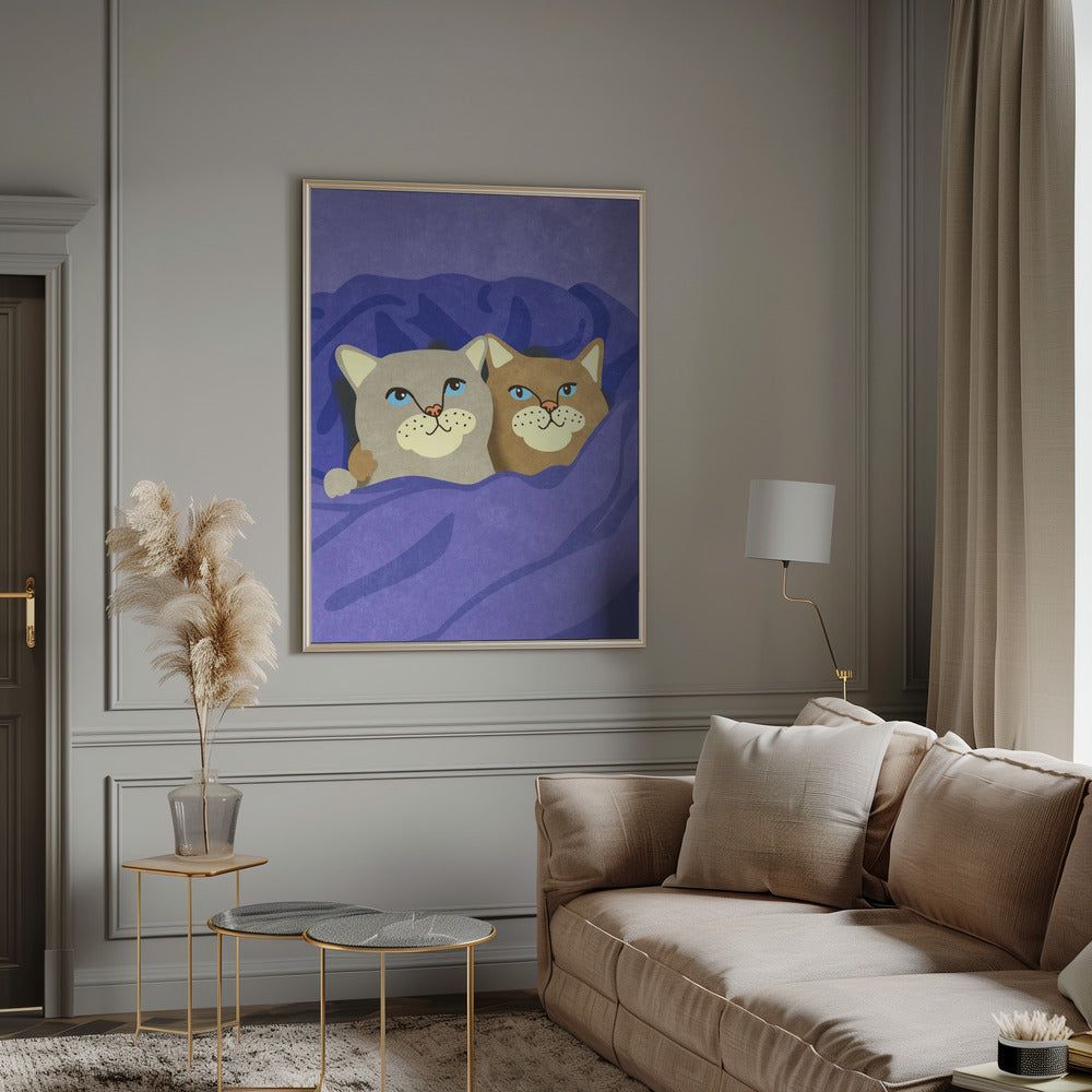 Cats in Bed Poster