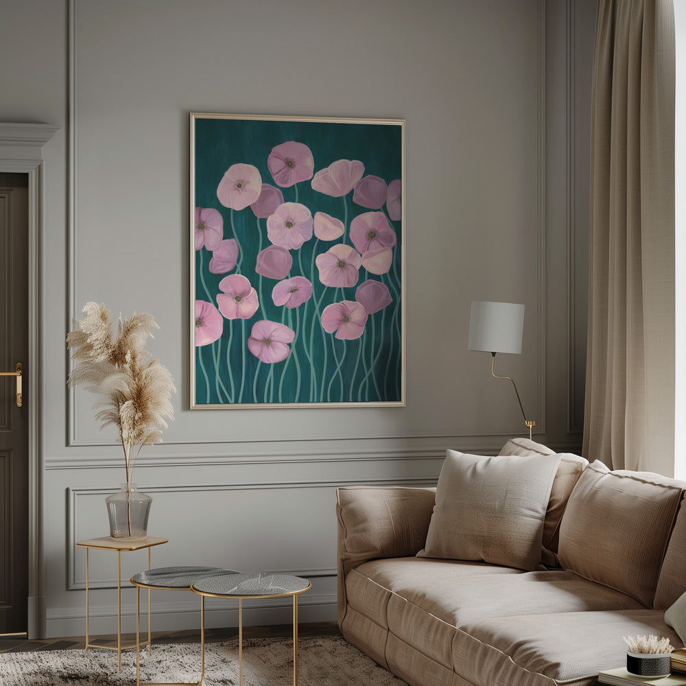 Pink poppies Poster