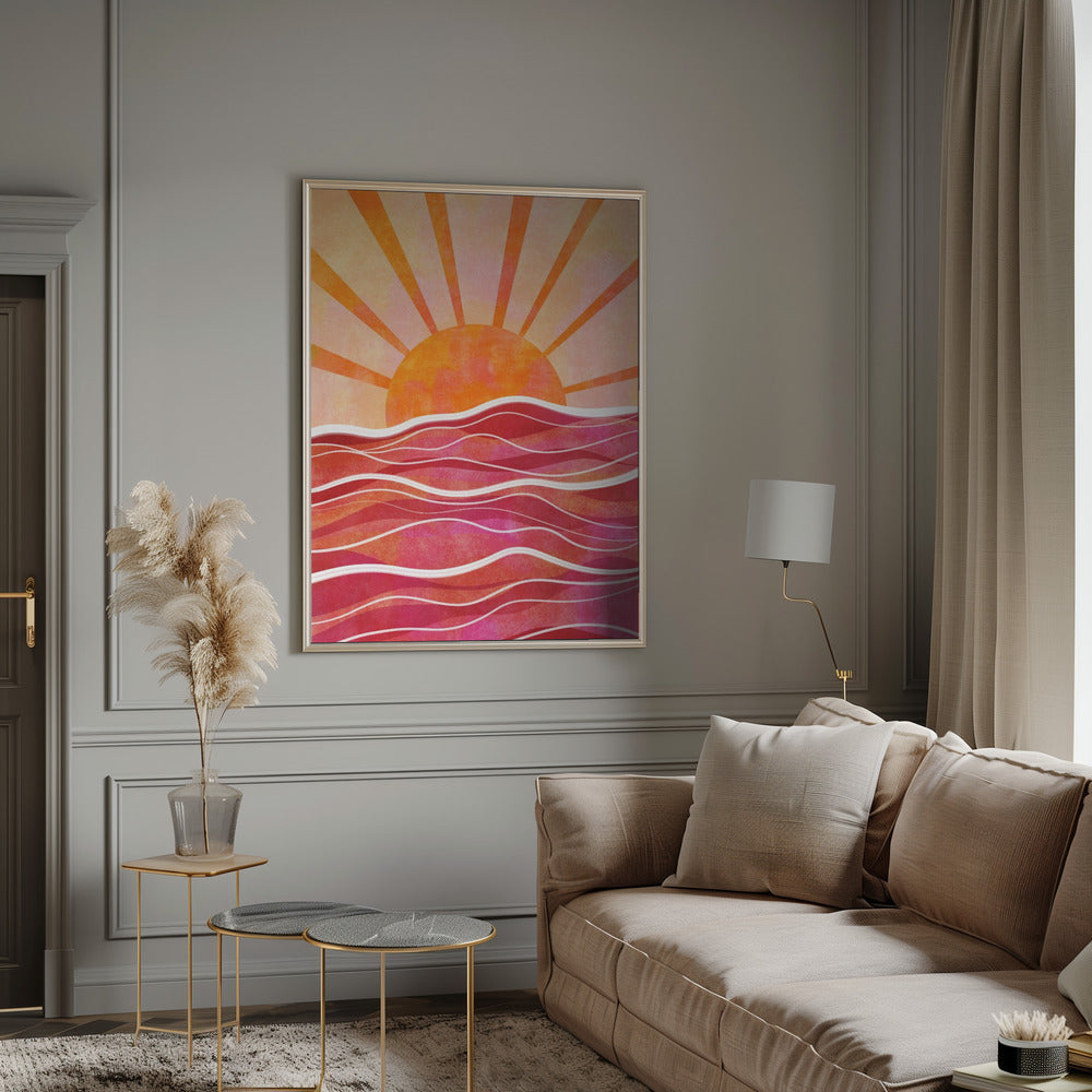 Sea Sunset Pink Poster