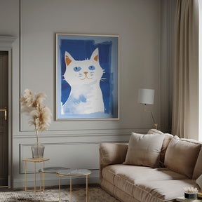 Cat In Blue Poster