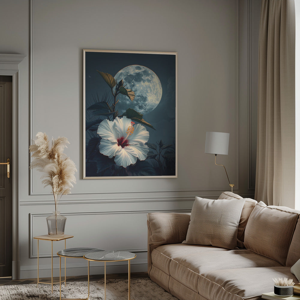Hibiscus and the Moon Poster