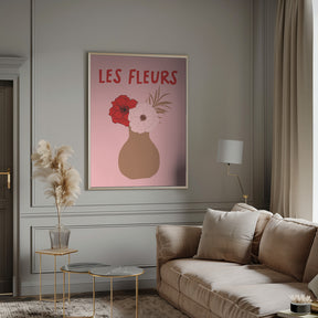 Les Fleurs Pink and Red Poster