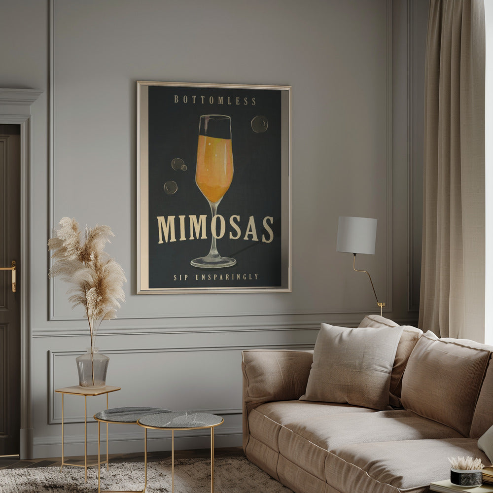 Bottomless Mimosas Art Deco Cocktail Bar Art Poster