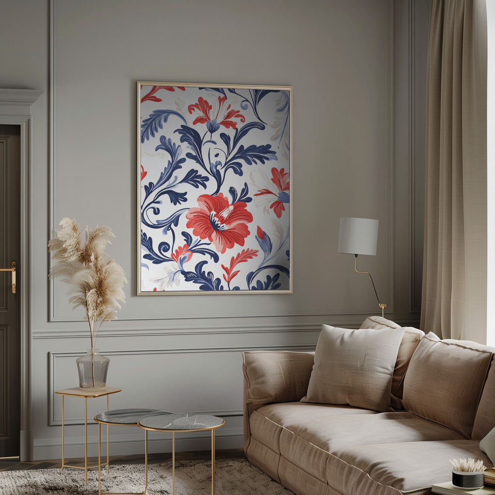 Floral In Blue and Red Poster