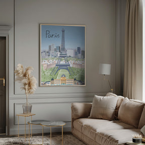 Eiffel Tower with Paris City in Background by Artist Carla Daly Poster