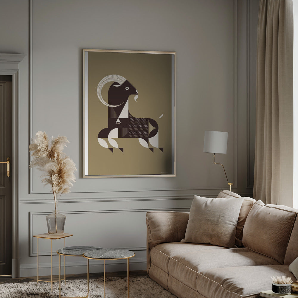 Golden Animals - Kri Kri Goat (Gold) Poster