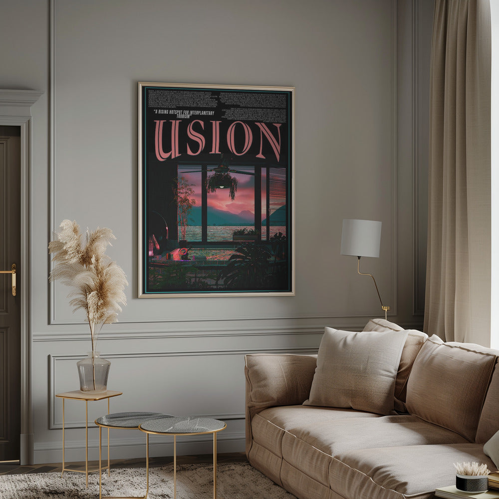 &#039;USION&#039; Fiction vaporwave travel poster Poster