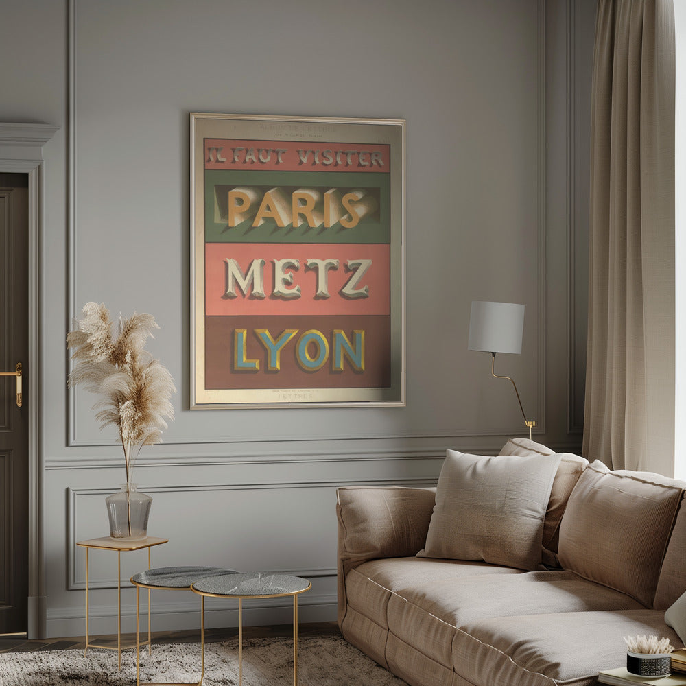 Paris Metz Lyon Poster