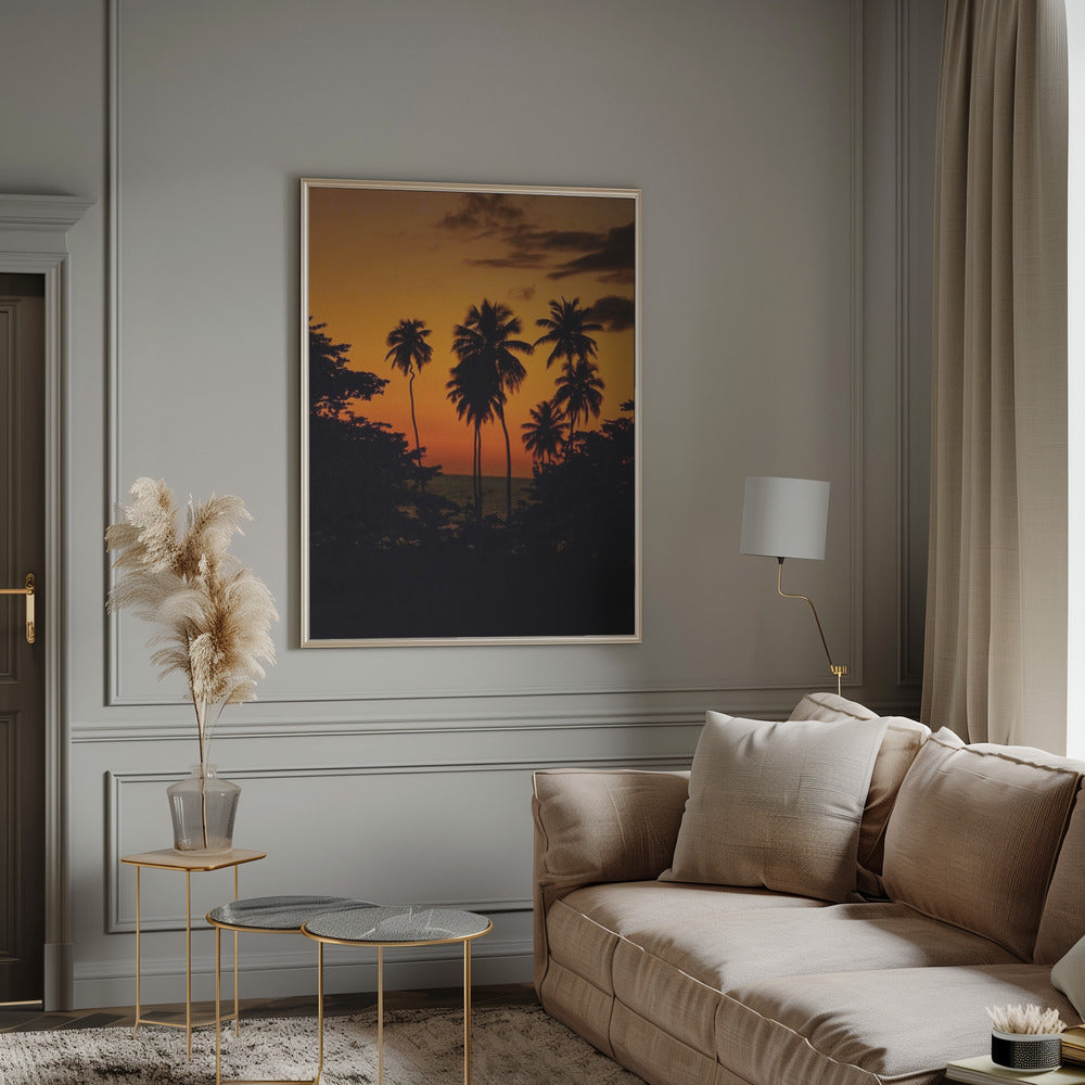 Squiggly Palm Sunset Poster