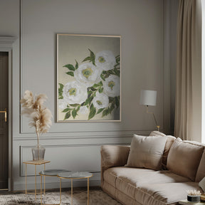 Evadne peonies in beige Poster