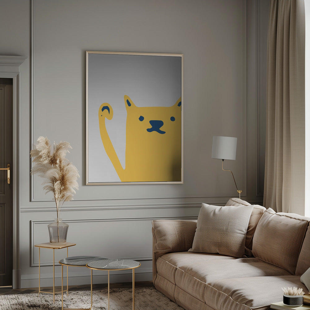 Cute Cat Yellow Poster