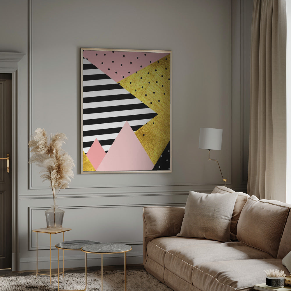 Gold Abstract Pink - Modern Geometric Poster