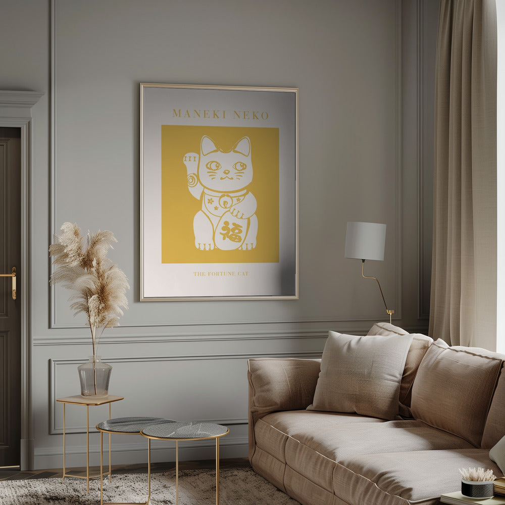 Maneki-Neko Yellow Cat Poster