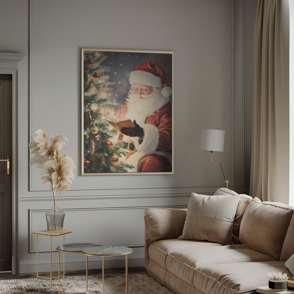 Santa Reading II Poster