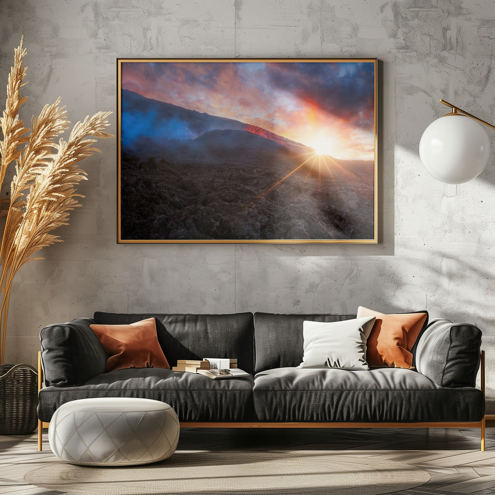 Volcano Sunrise Poster