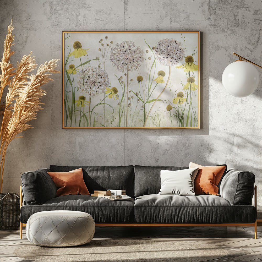 Alliums and heleniums Poster