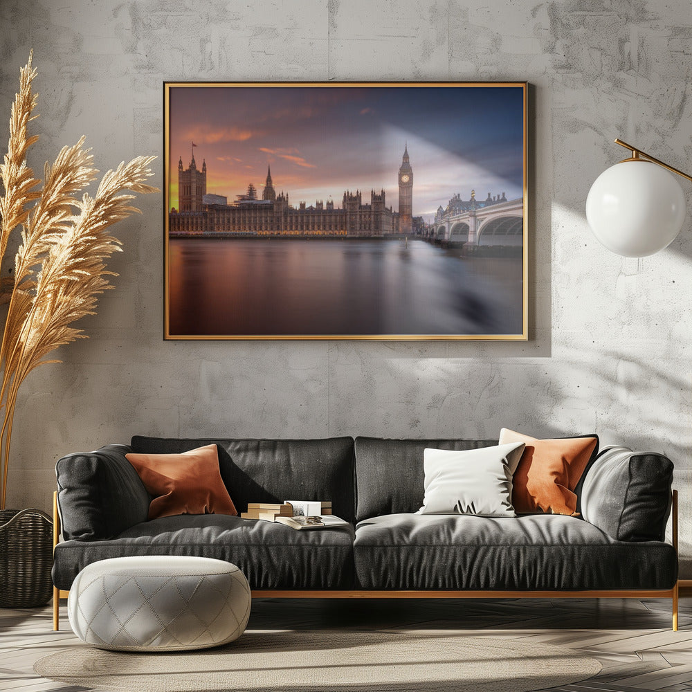 London Palace of Westminster Sunset Poster