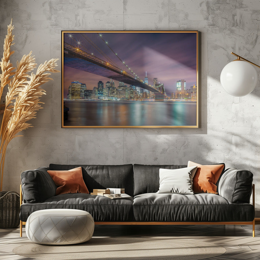 Brooklyn Bridge at Night Poster