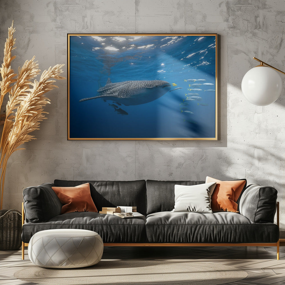 Tuna Shoal and whale shark Poster