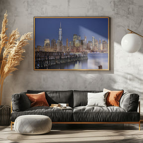 Manhattan Skyline at night Poster