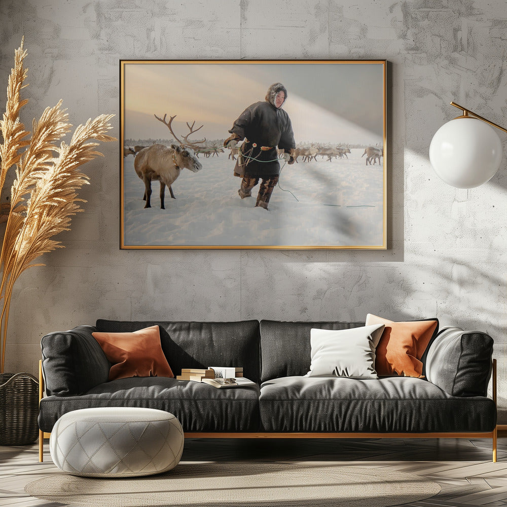 Nenet and reindeer Poster