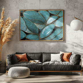 Turquoise Leafs Poster