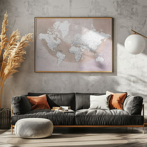 Detailed world map with cities Qawi Poster