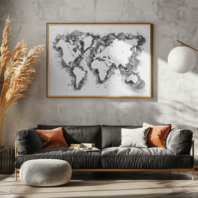 Gray strokes world map Poster