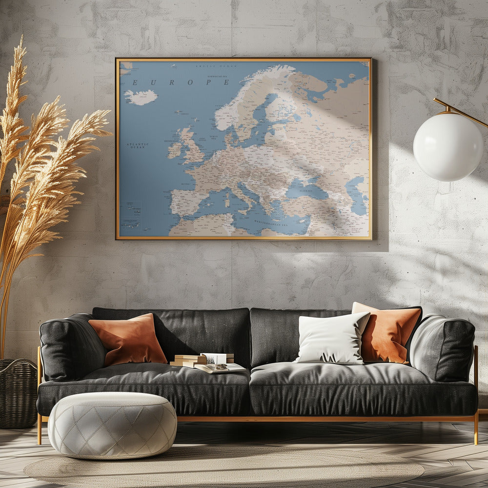 Amias detailed map of Europe Poster