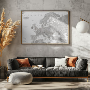 Gray watercolor Europe map Poster