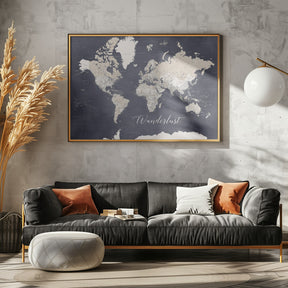 Wanderlust world map Glyn Poster