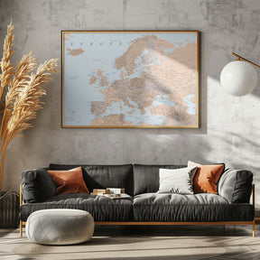 Neutral detailed map of Europe Poster