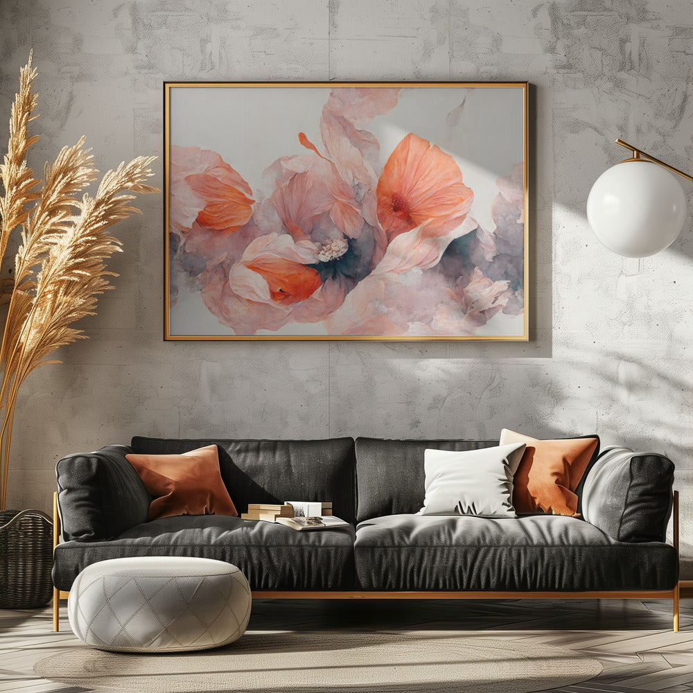 Salmon Flowers Poster