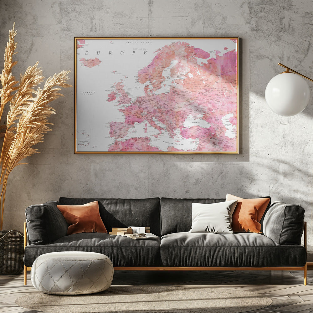 Tatiana detailed map of Europe Poster