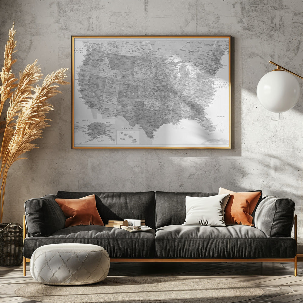 Highly detailed map of the United States Jimmy Poster