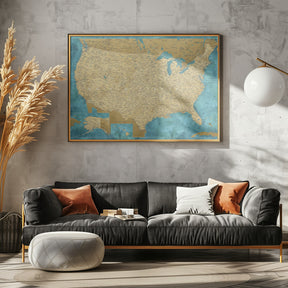 Highly detailed map of the United States, Lexy Poster