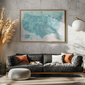 Highly detailed map of the United States, Harriet Poster