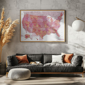 Highly detailed map of the United States, Tatiana Poster