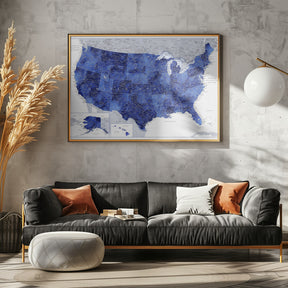 Highly detailed map of the United States, Gulzar Poster