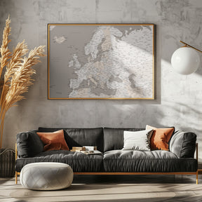 High detail map of Europe in neutrals Poster