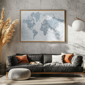 Detailed world map with cities, Jacq Poster