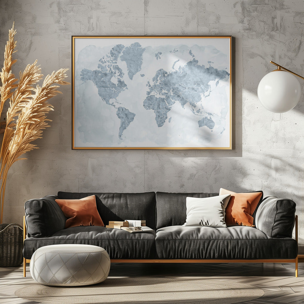 World map with outlined countries, Jacq Poster