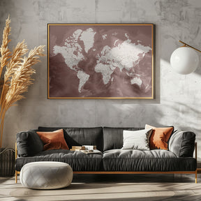 Detailed world map with cities, Hikmat Poster